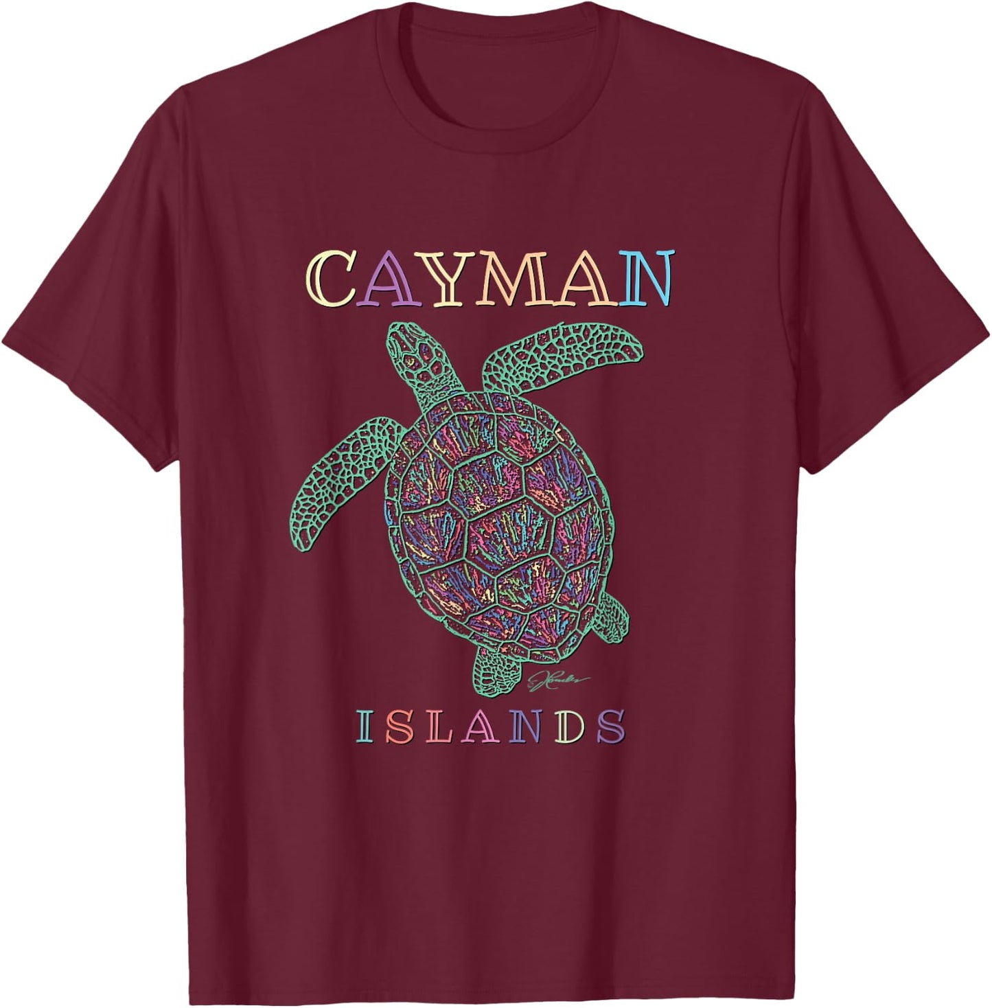 JCombs: Cayman Islands Sea Turtle T-Shirt - T-Shirt | Maroon