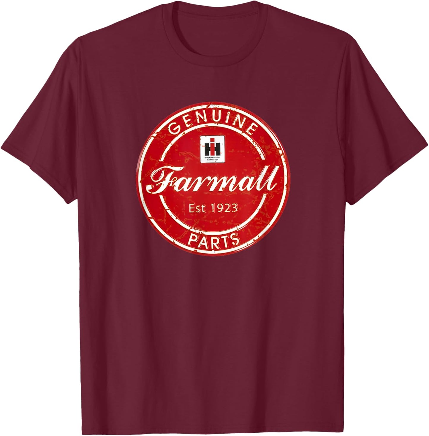 Farmall Vintage Tractor Sign Print T-Shirt - T-Shirt | Maroon