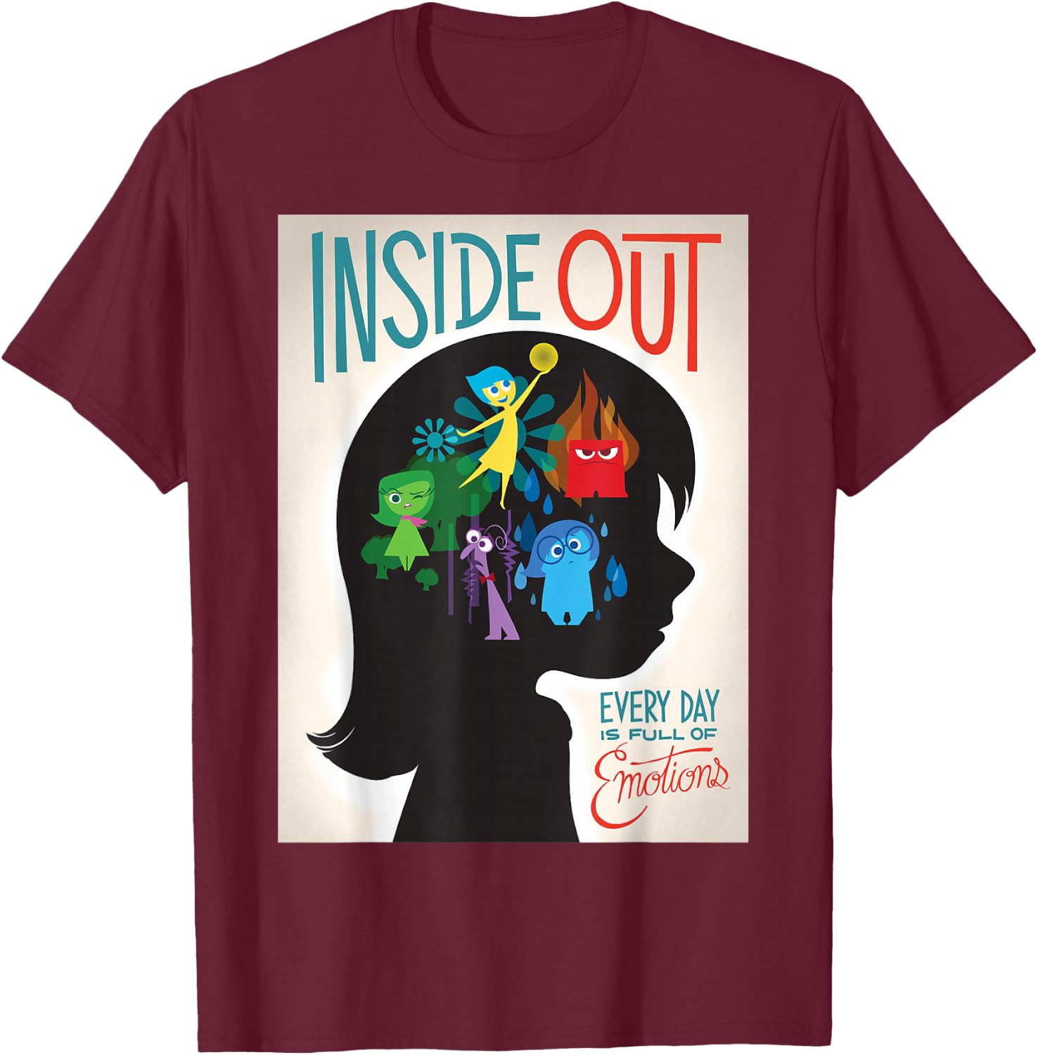 Disney Pixar Inside Out Full of Emotions Poster T-Shirt - T-Shirt | Maroon