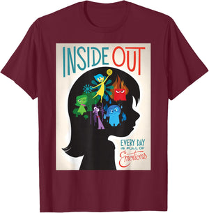 Disney Pixar Inside Out Full of Emotions Poster T-Shirt - T-Shirt | Maroon