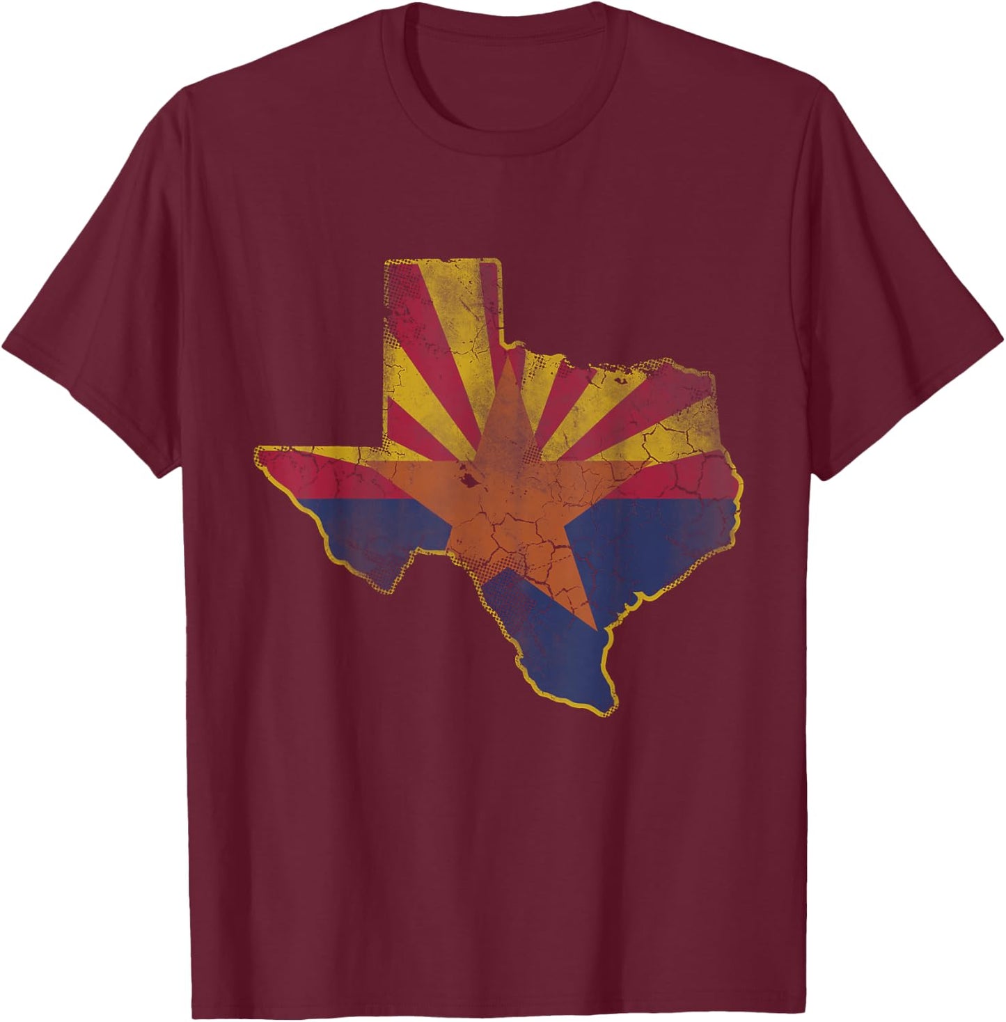 Texas Arizona Flag Map Vintage Fade Men Women Kids Youth T-Shirt - T-Shirt | Maroon