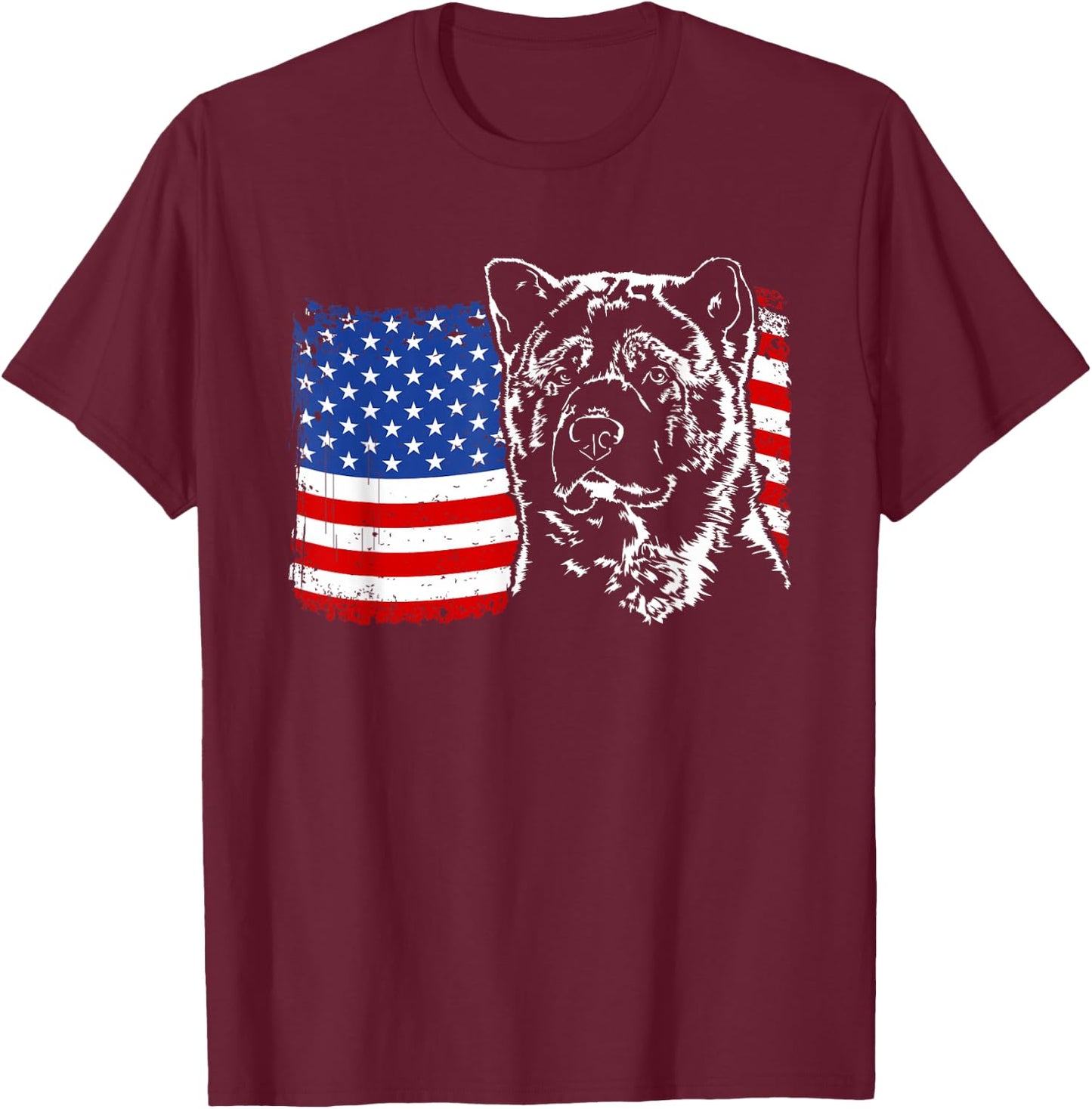Funny Proud Akita American Flag patriotic dog gift Women Men T-Shirt - T-Shirt | Maroon