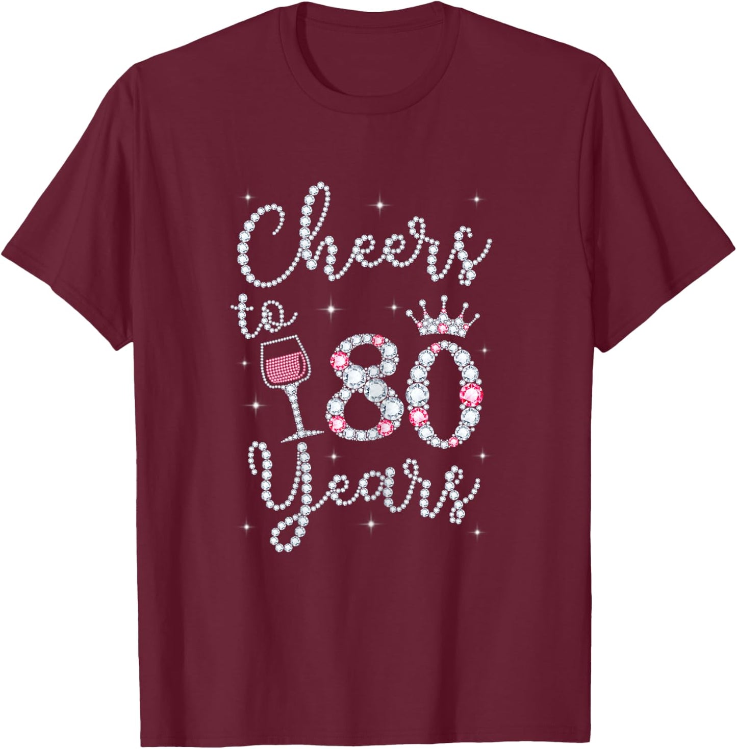 Cheers to 80 Years 1939 80th Birthday Gift T-Shirt - T-Shirt | Maroon