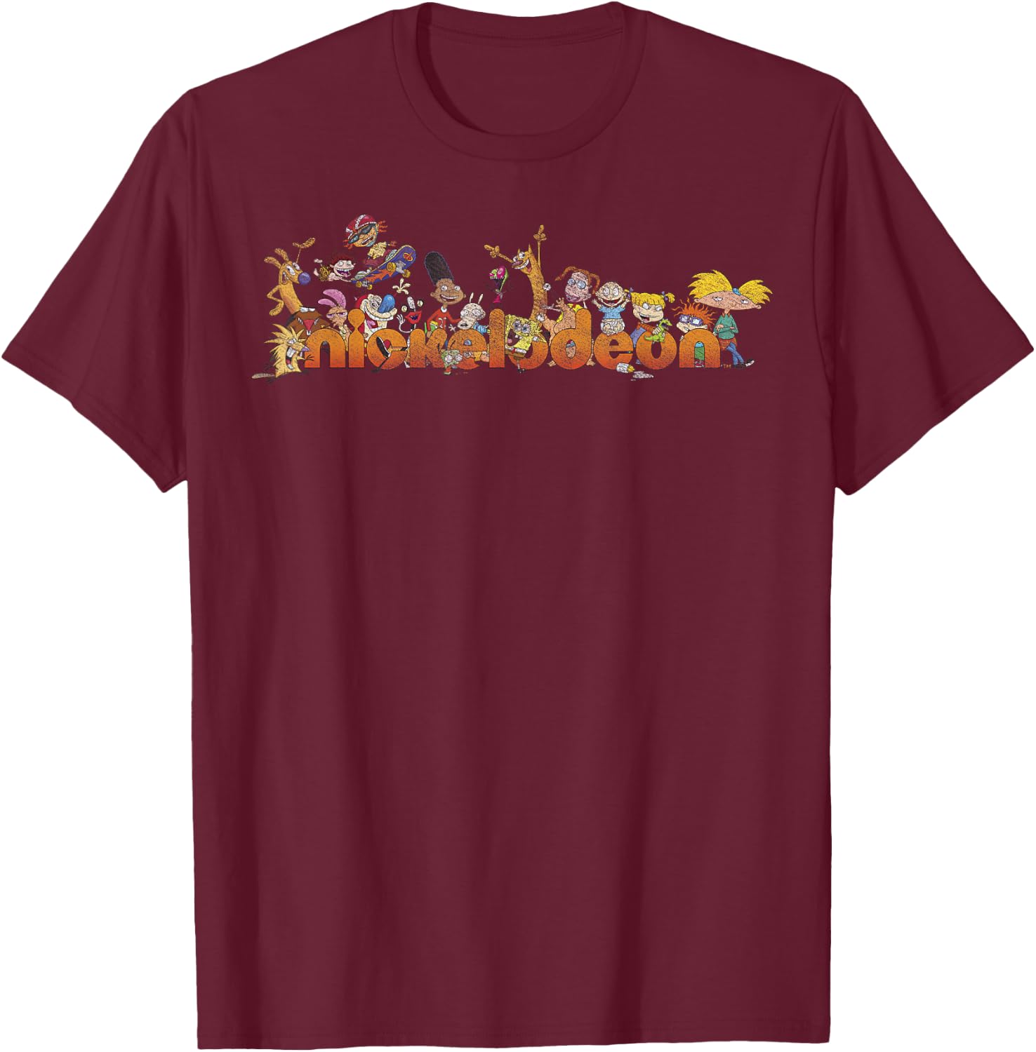 Nickelodeon Vintage 90's Characters Smiling Logo T-Shirt - T-Shirt | Maroon