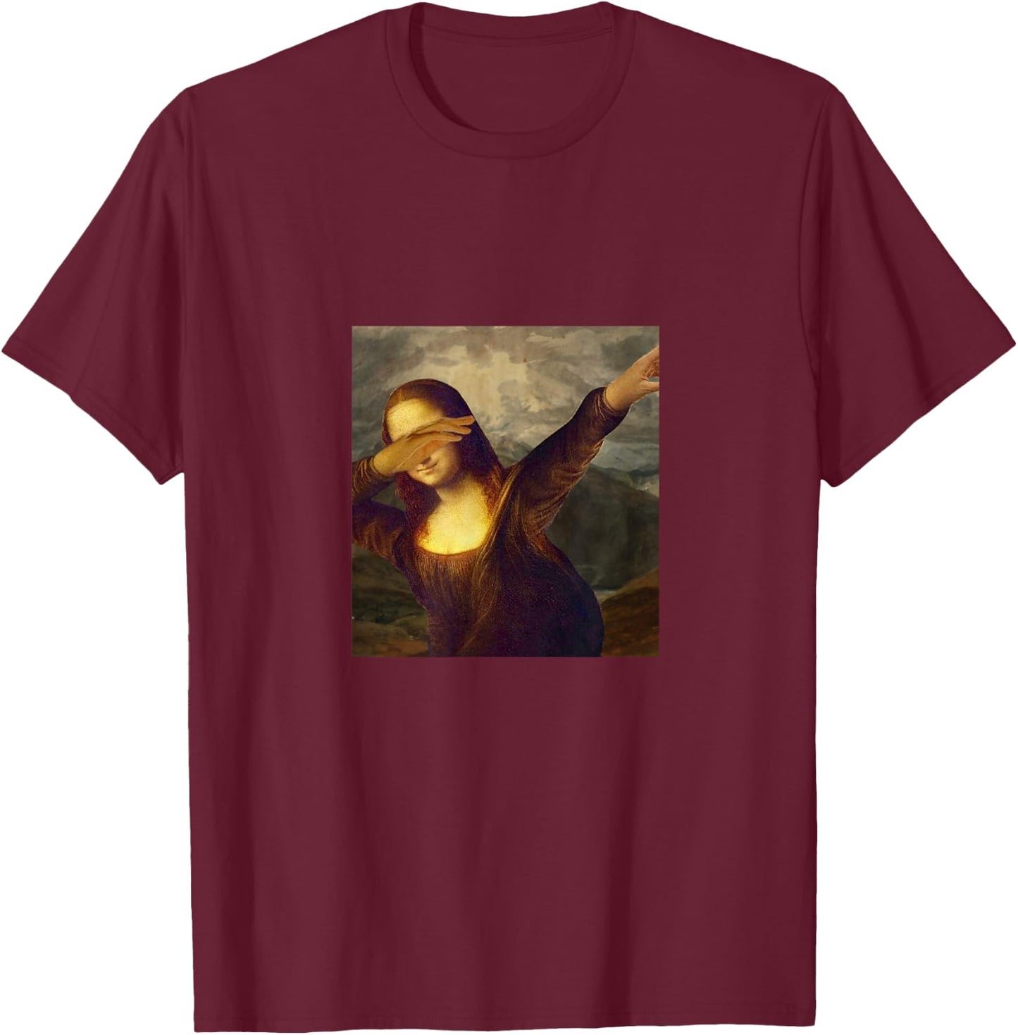 Painting Meme - Dabbing Mona Lisa Women Girls Kids T-Shirt - T-Shirt | Maroon