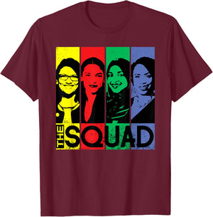 THE SQUAD AOC Ilhan Omar Tlaib Pressley Feminist T-Shirt - T-Shirt | Maroon