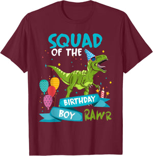 Birthday Squad Funny T-Rex Matching Dinosaur Birthday Party T-Shirt - T-Shirt | Maroon