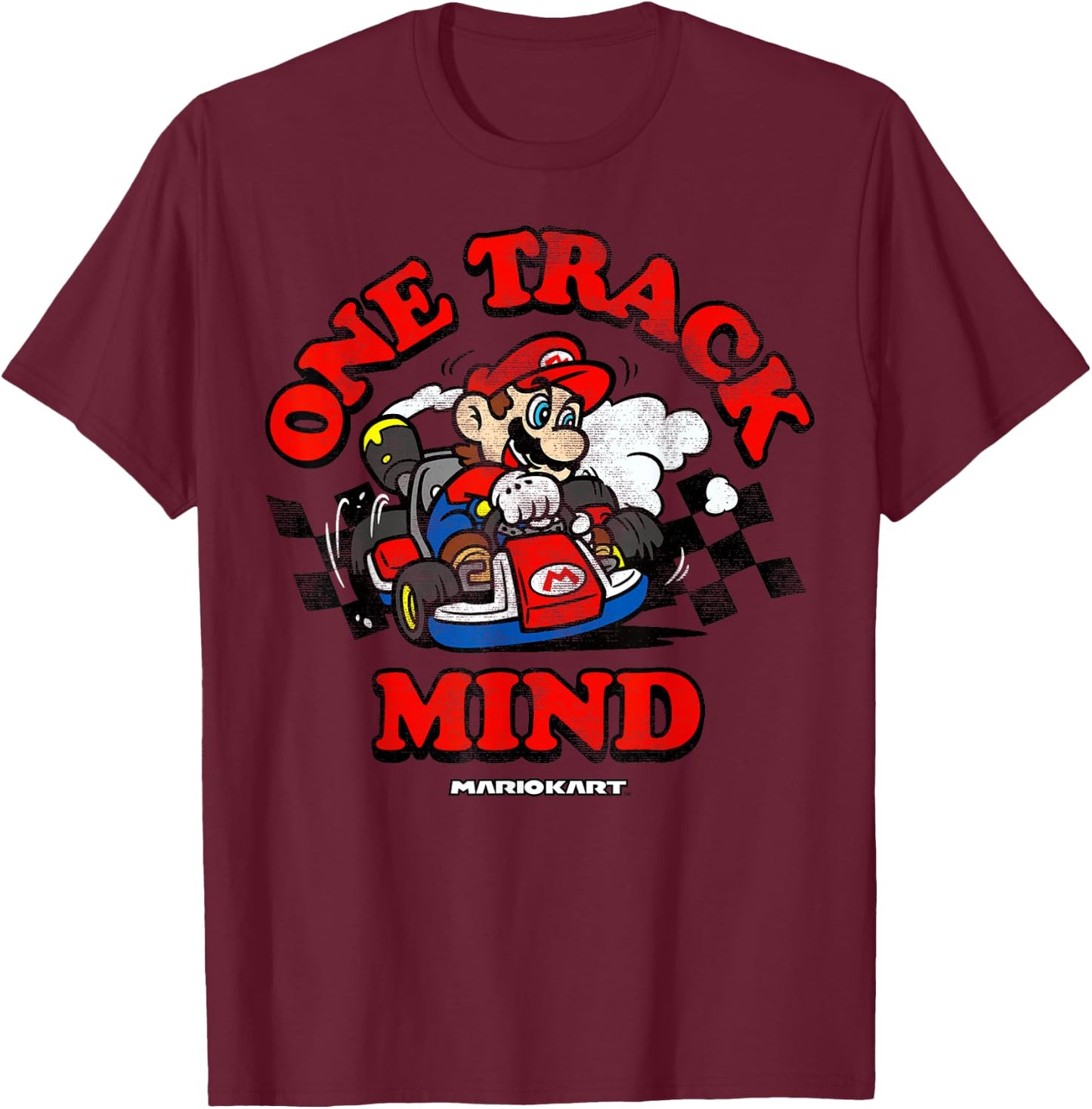 Nintendo Mario Kart One Track Mind Graphic T-Shirt - T-Shirt | Maroon