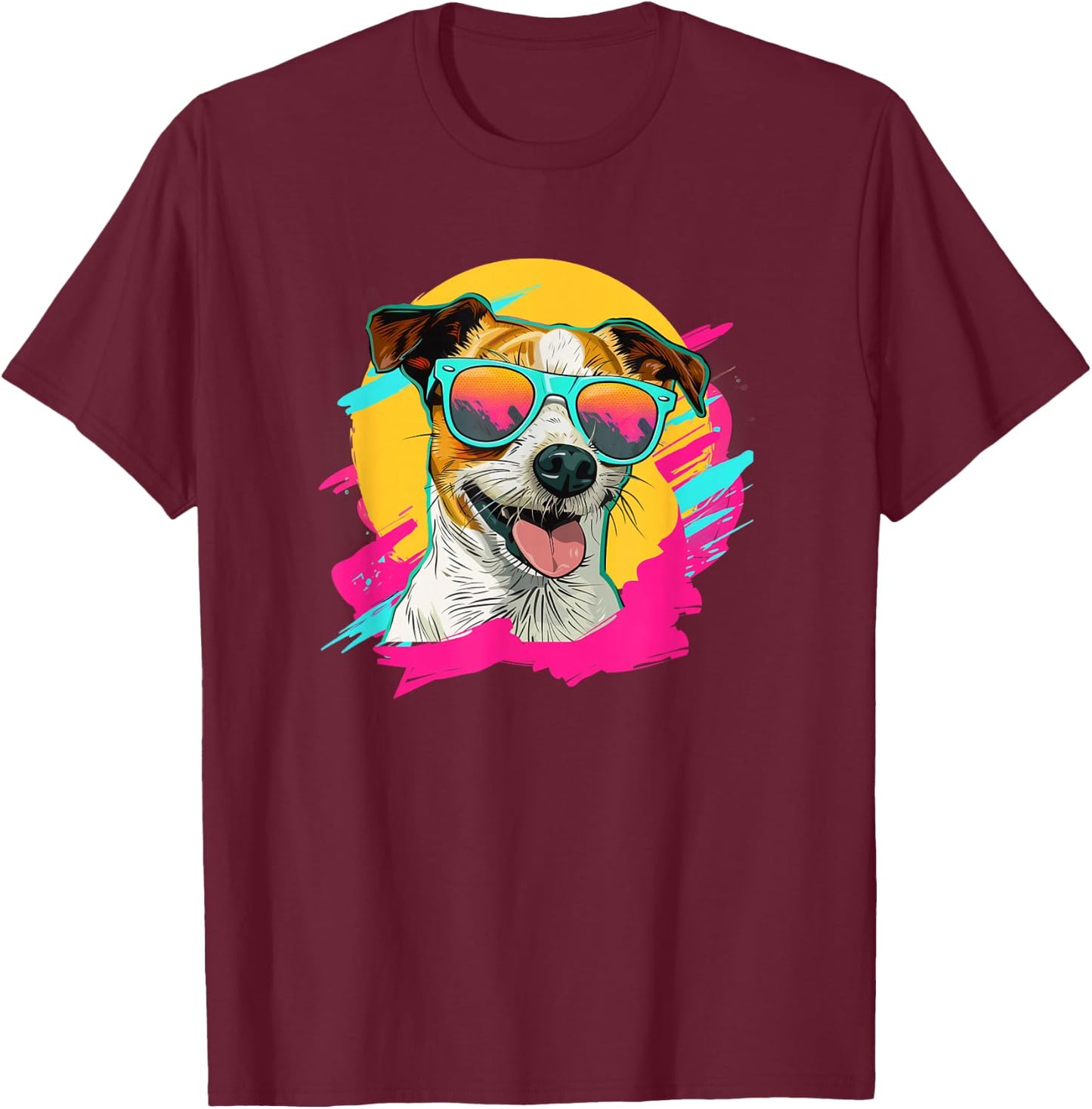 Retro Vintage 80s 90s Jack Russell Terrier Lover T-Shirt - T-Shirt | Maroon