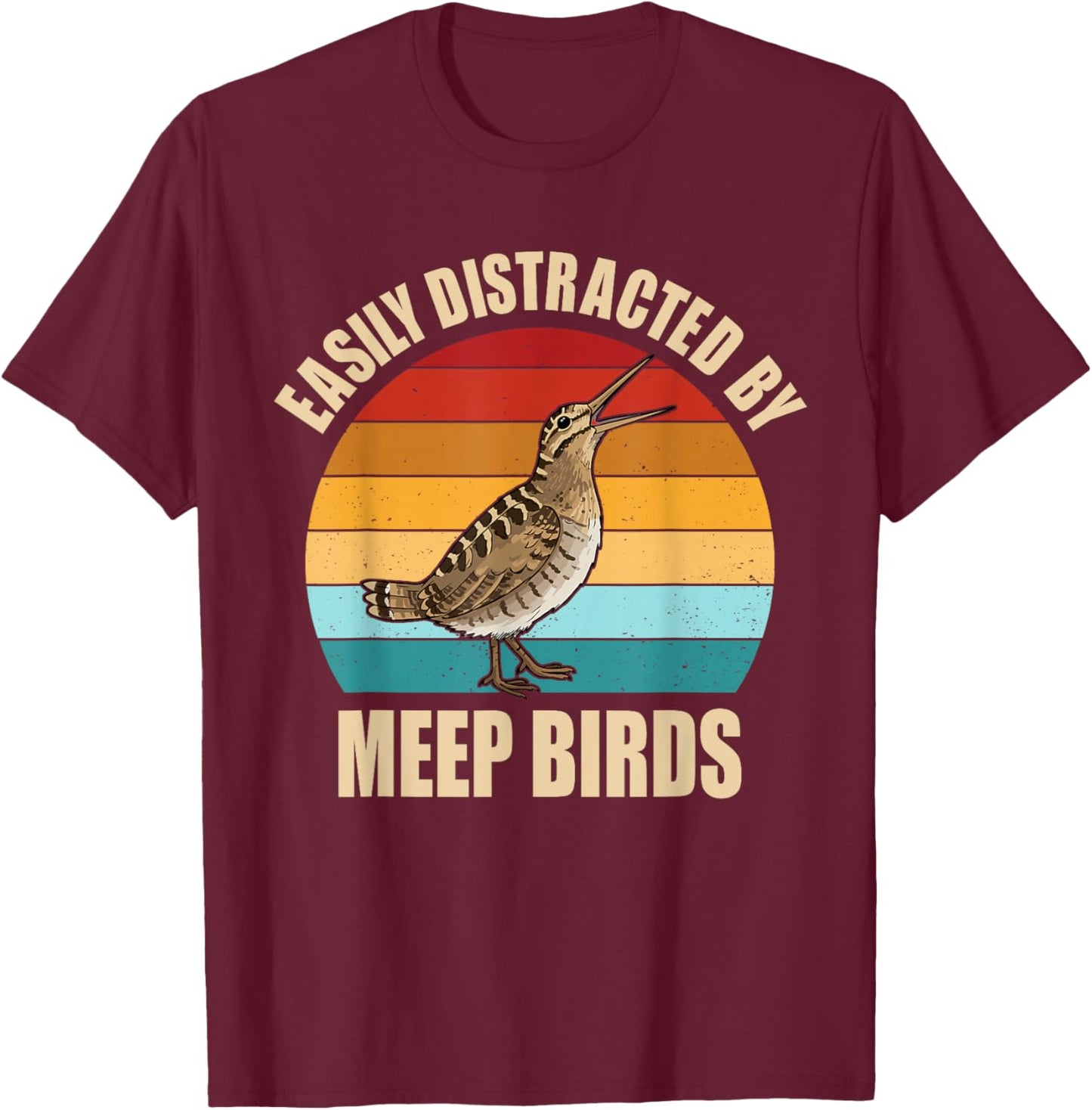 Meep Bird Saying Meep Bird Meme Vintage American Woodcock T-Shirt - T-Shirt | Maroon