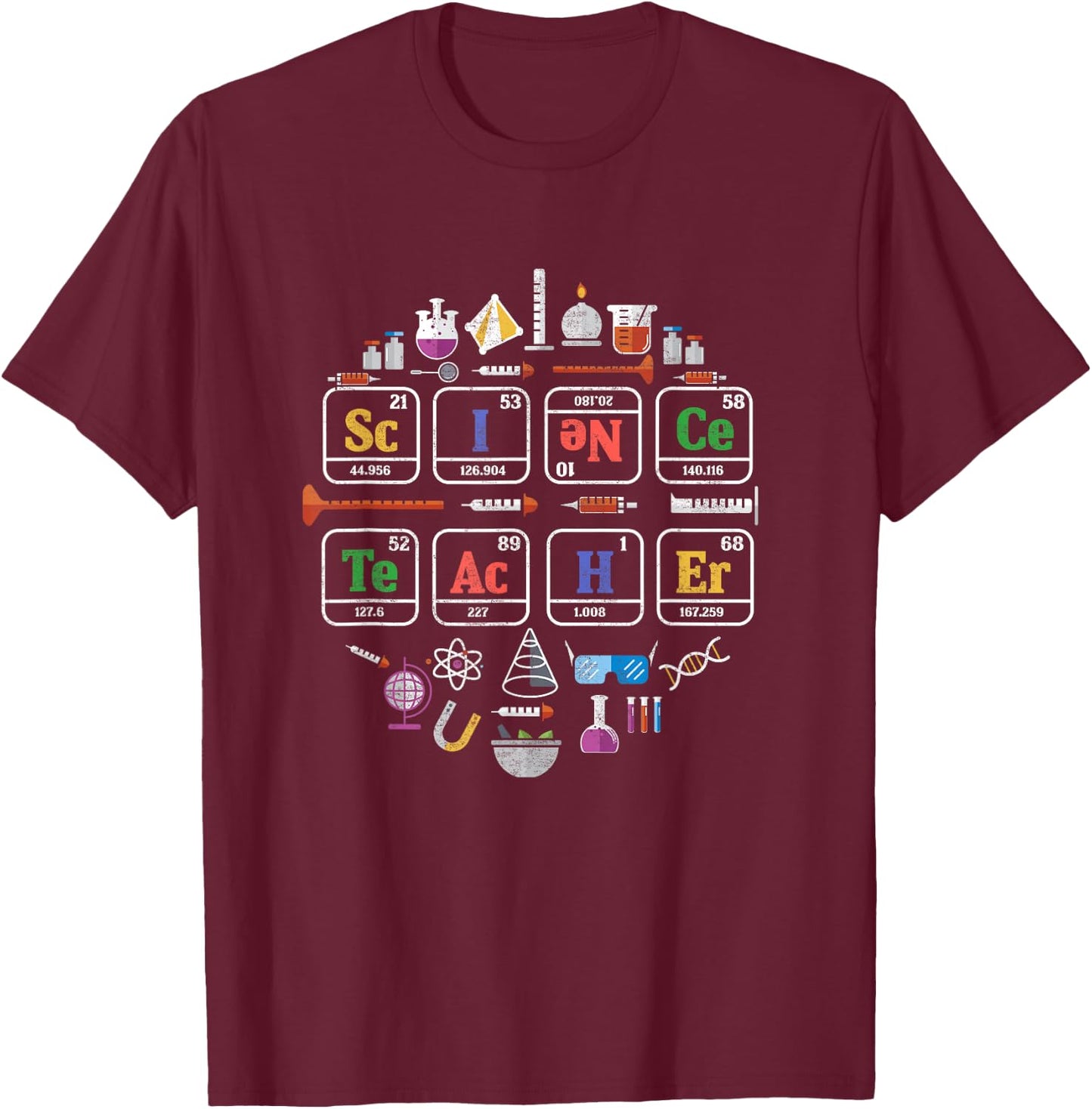 Science Teacher Periodic Table Chemistry Elements Xmas Gift T-Shirt - T-Shirt | Maroon