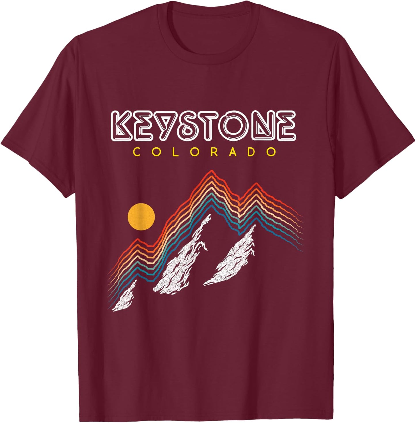 Keystone, Colorado - USA Ski Resort 1980s Retro T-Shirt - T-Shirt | Maroon