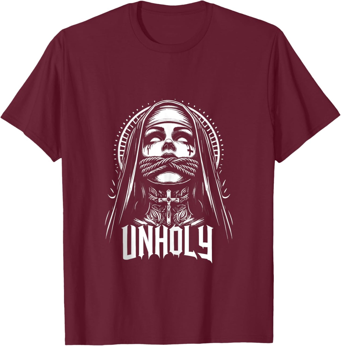 Blackcraft Choked Up Unholy Nun Satan Baphomet Halloween T-Shirt - T-Shirt | Maroon