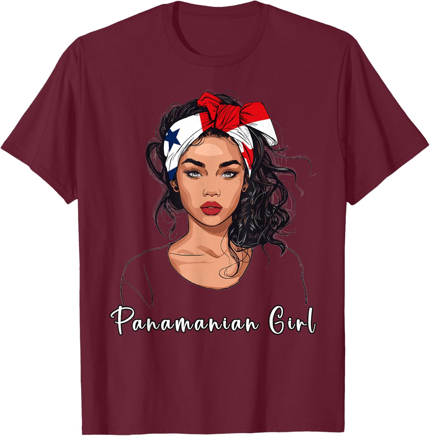 Panamanian Girl Flag Souvenirs Products Panama T-Shirt - T-Shirt | Maroon