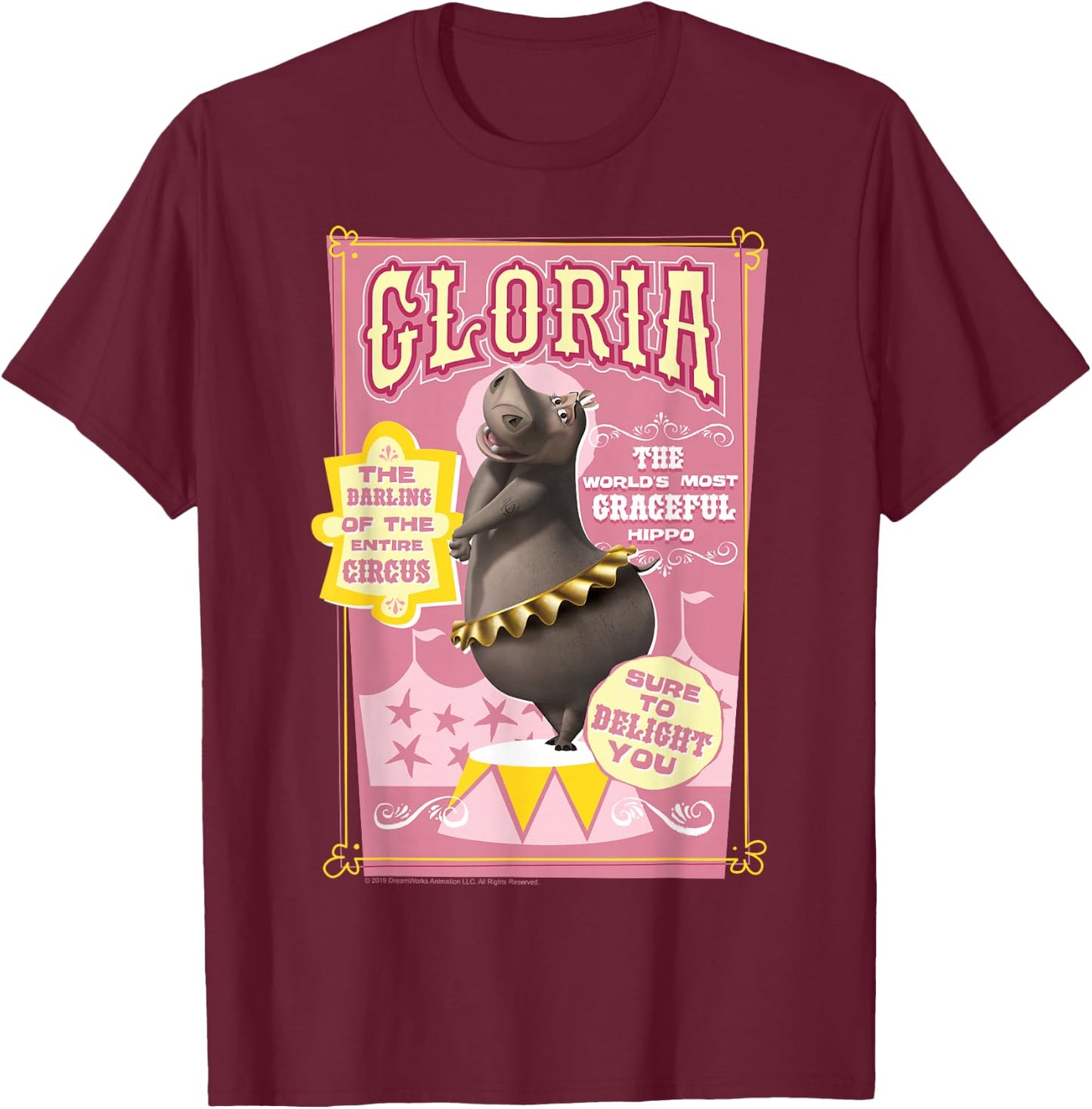 Madagascar Gloria Circus , Men's Black Small Classic Fit Short Sleeve T-Shirt - T-Shirt | Maroon