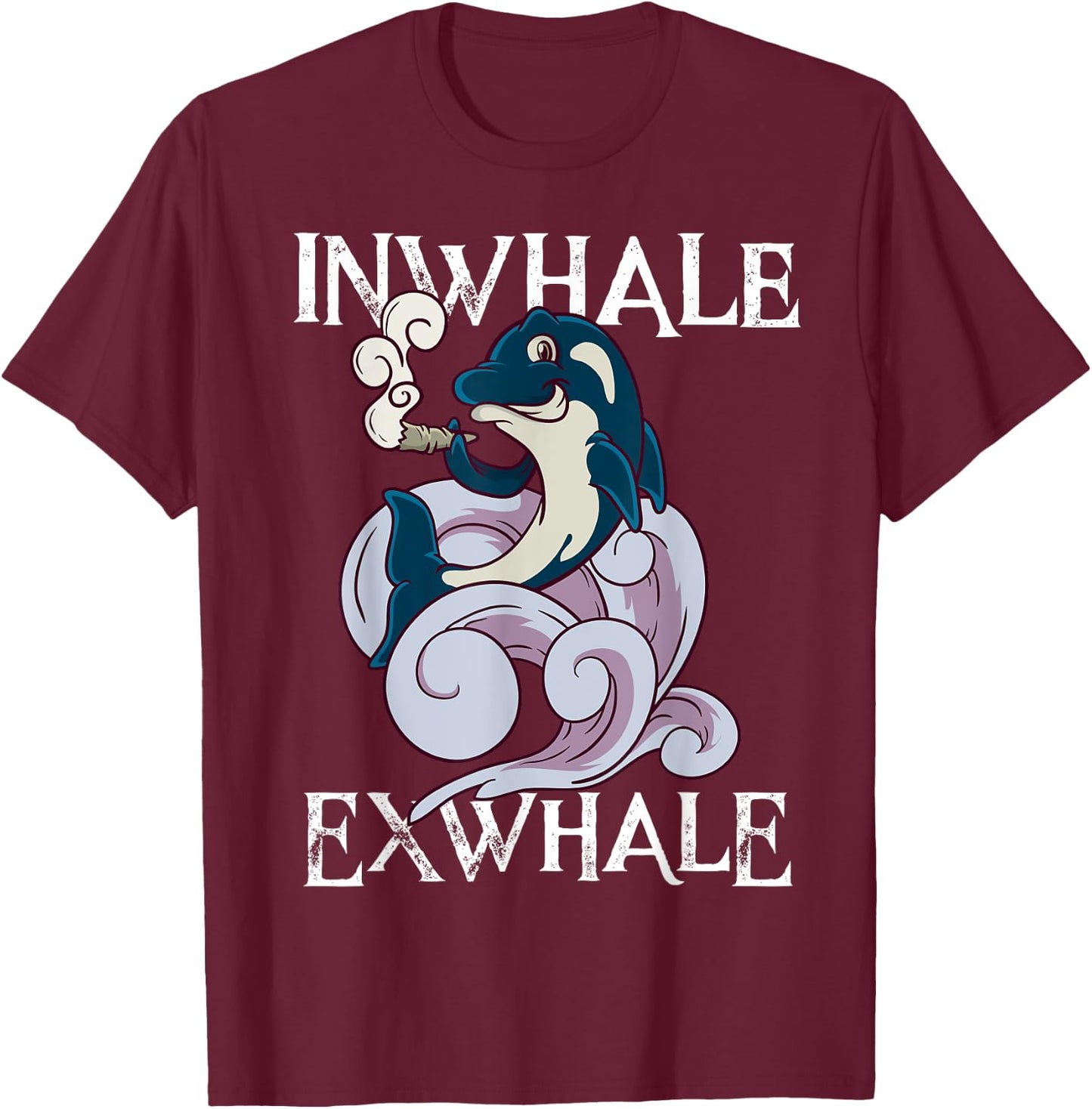 420 Day T Shirt Killer Whale Orca Shark Smoking Weed Gift T-Shirt - T-Shirt | Maroon