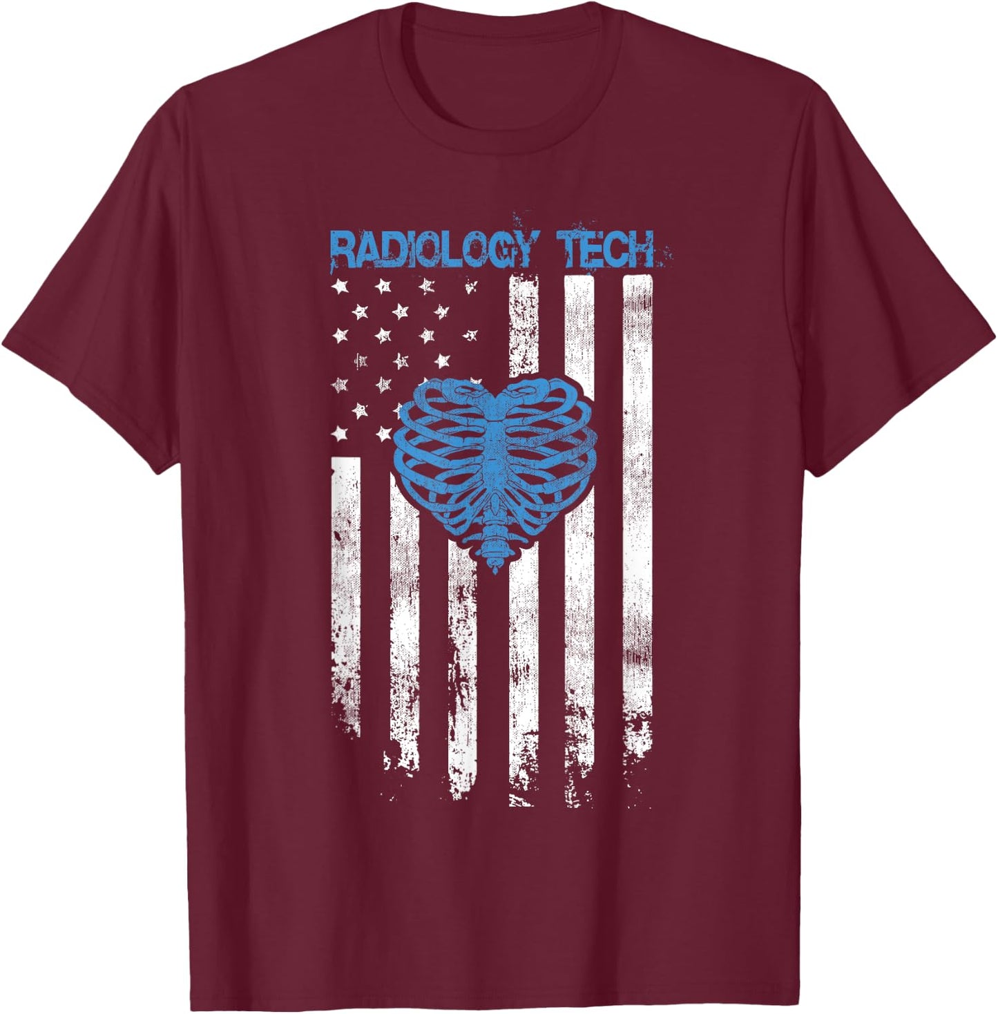 RADIOLOGY TECH - American Flag Ribs Heart Design T-Shirt - T-Shirt | Maroon