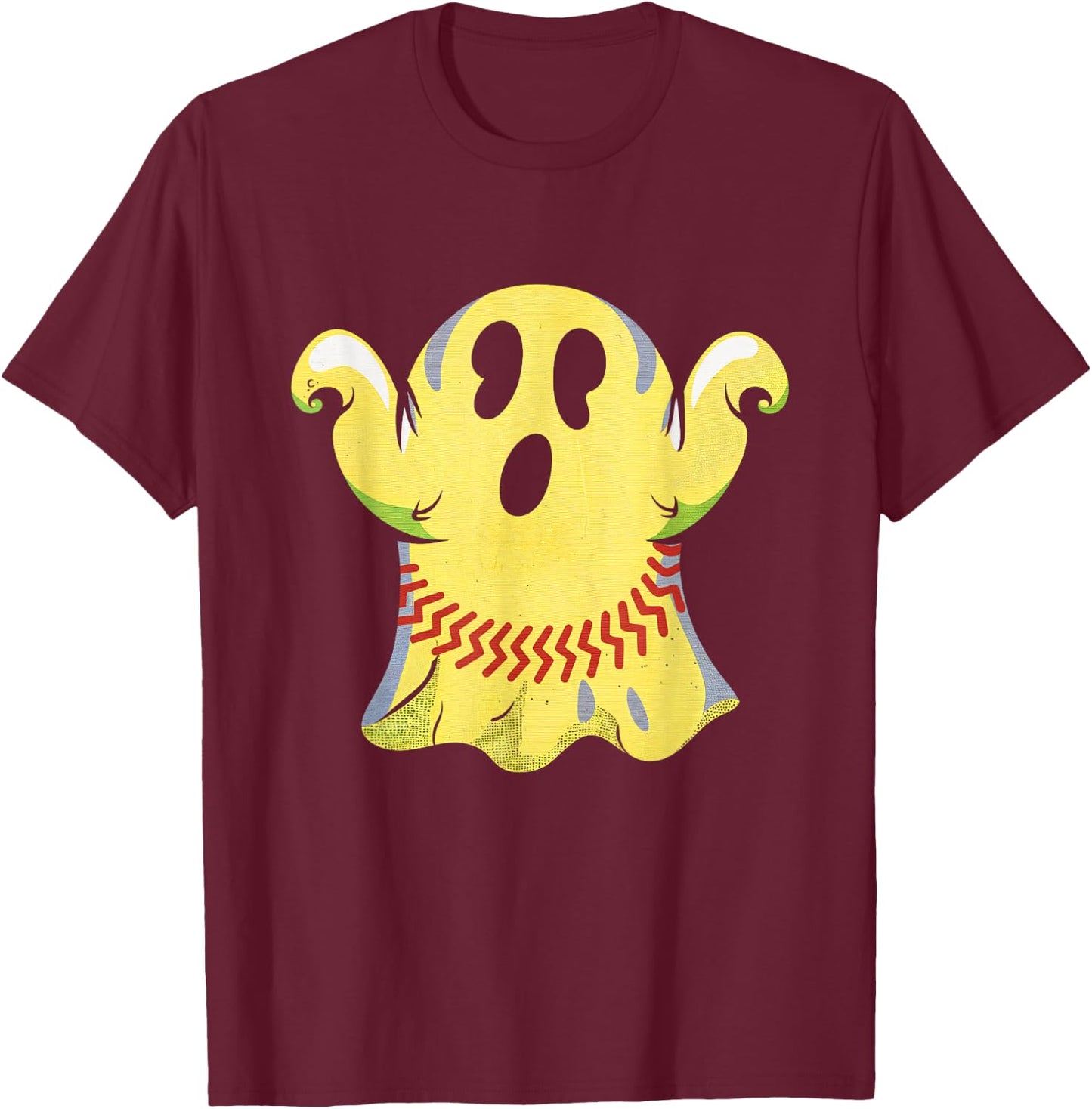 Ghost Softball Halloween Sport Spooky Fun Team T-Shirt - T-Shirt | Maroon