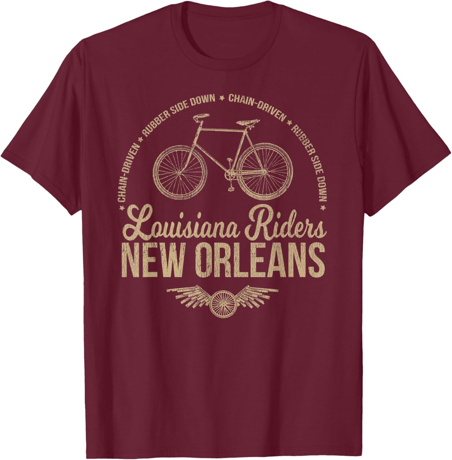 New Orleans Bicycle Cycling T-Shirt - T-Shirt | Maroon