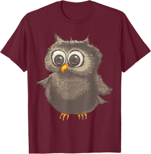 Funny Brown Owl | Cool Happy Big Owl Lovers Gift T-Shirt - T-Shirt | Maroon