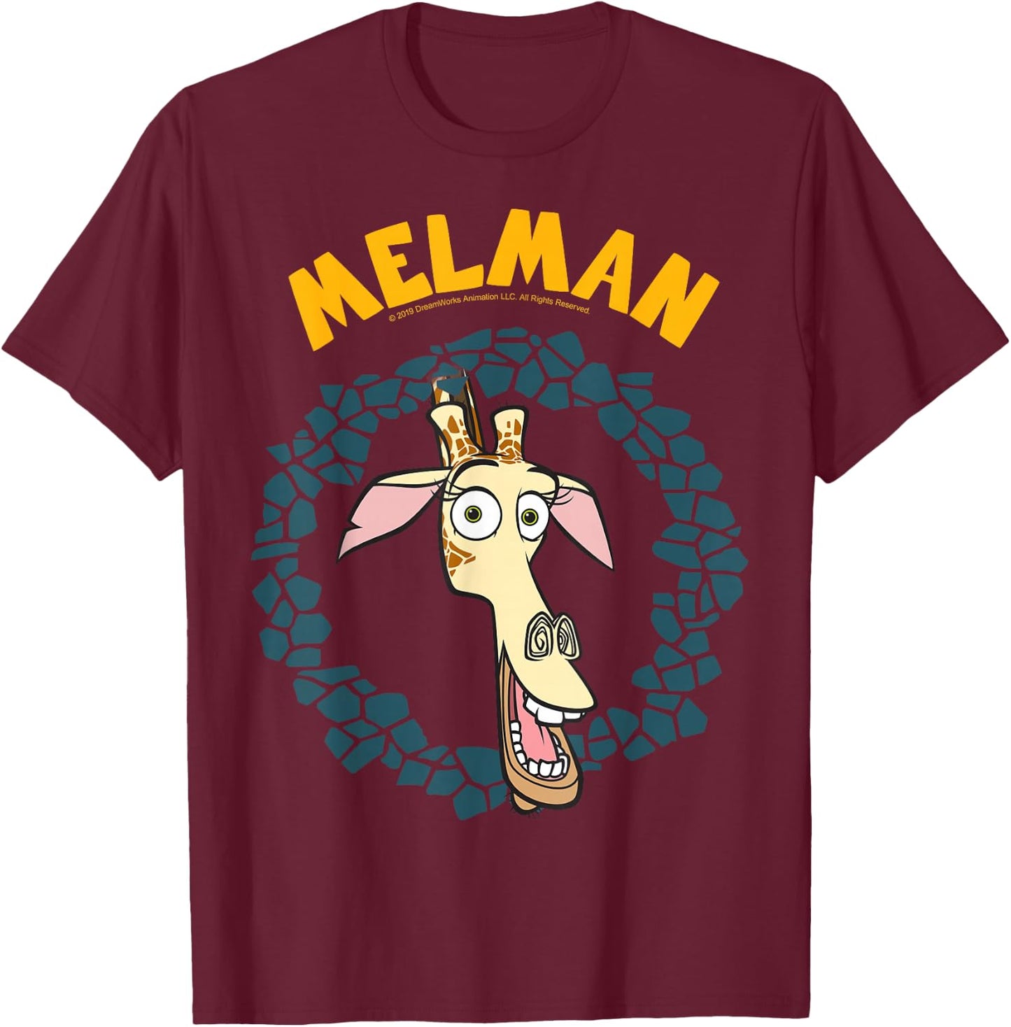 Madagascar Melman Large Circle Portrait T-Shirt - T-Shirt | Maroon