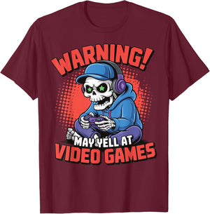 Gamer Skeleton Gaming Video Games T-Shirt - T-Shirt | Maroon