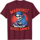 Gamer Skeleton Gaming Video Games T-Shirt - T-Shirt | Maroon