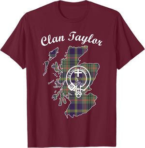 Taylor surname last name Scottish Clan tartan badge crest T-Shirt - T-Shirt | Maroon