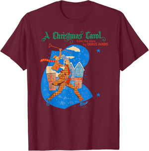 Merry Christmas Ebenezer Scrooge Tiny Tim Christmas Carol T-Shirt - T-Shirt | Maroon