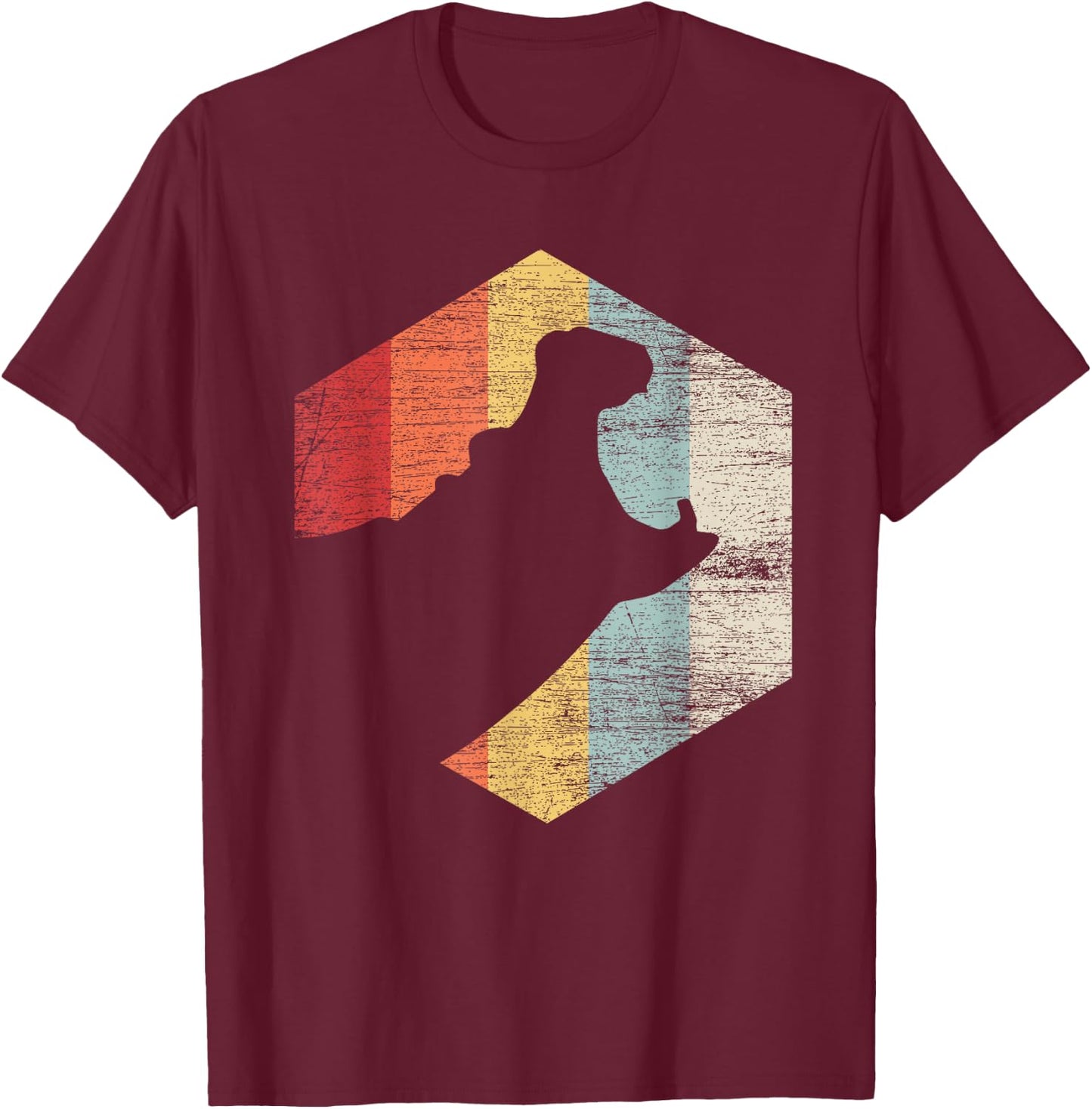 Retro Hippo - Black, Small, Classic Fit, Short Sleeve, Cotton 60% Polyester 40%, Adult, All Seasons, Animal Lovers, Hippo Enthusiasts, Birthday Gift T-Shirt - T-Shirt | Maroon