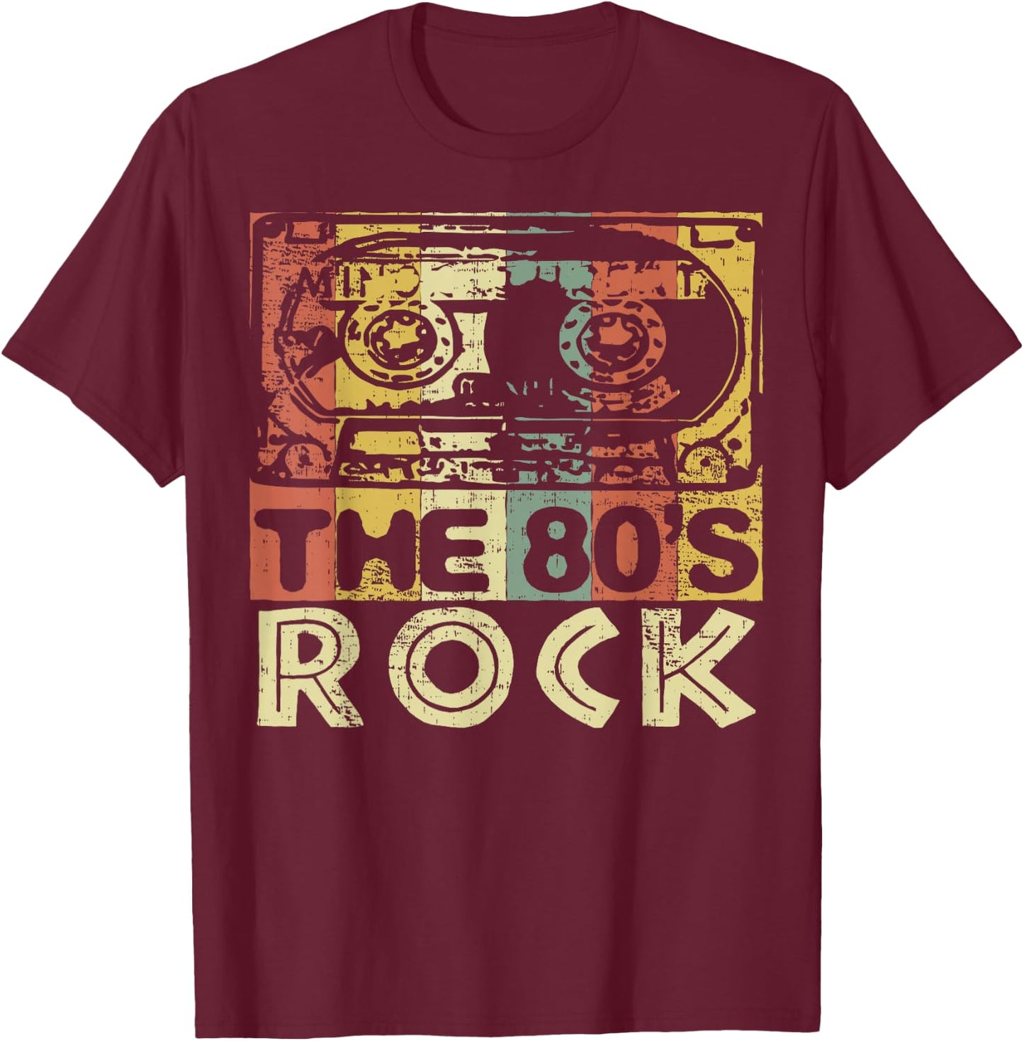 The 1980s Rock! Fun Gift Tape Cassette Design T-Shirt - T-Shirt | Maroon
