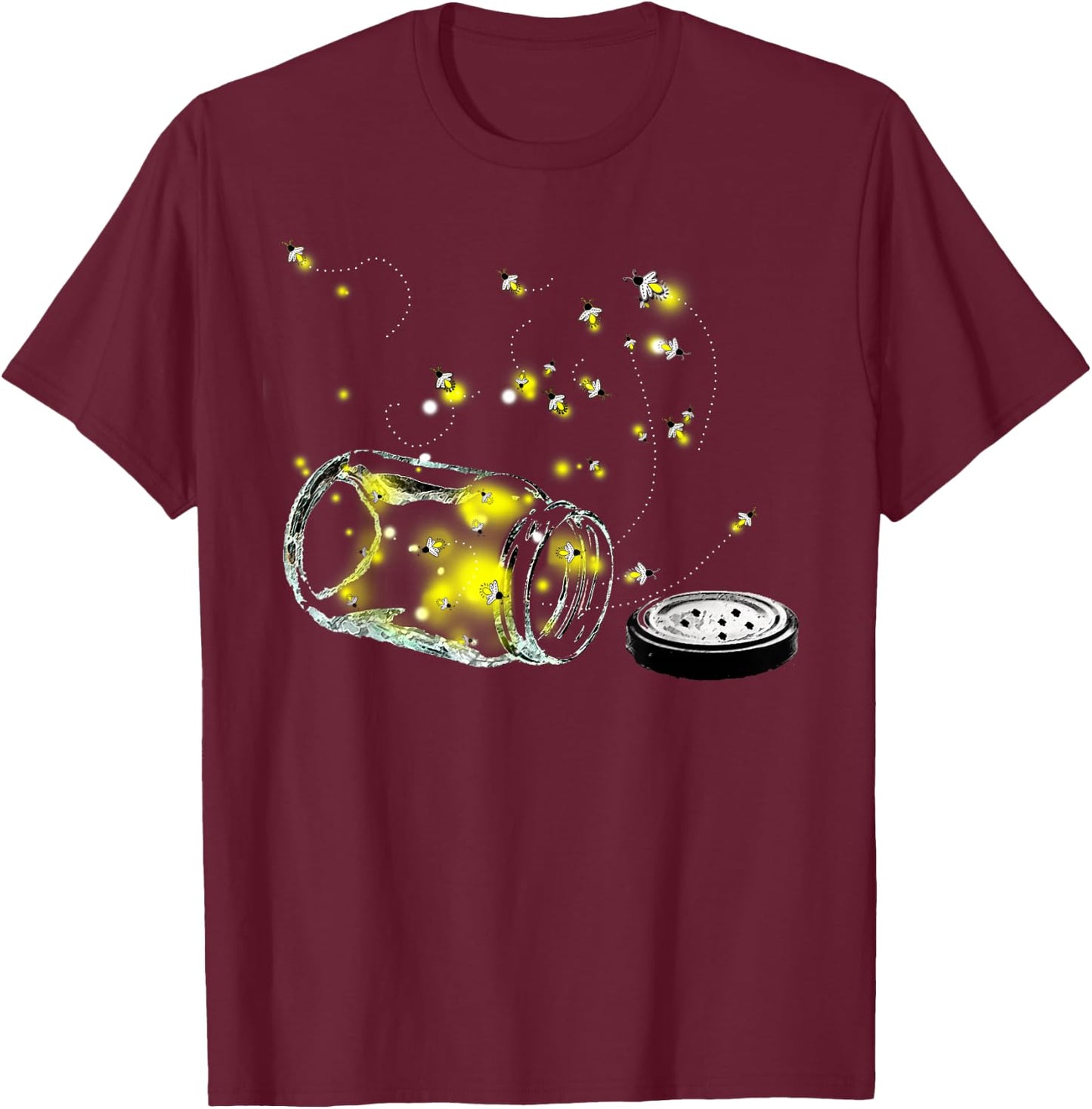 Fireflies Escaping The Mason Jar Trendy T-Shirt - T-Shirt | Maroon
