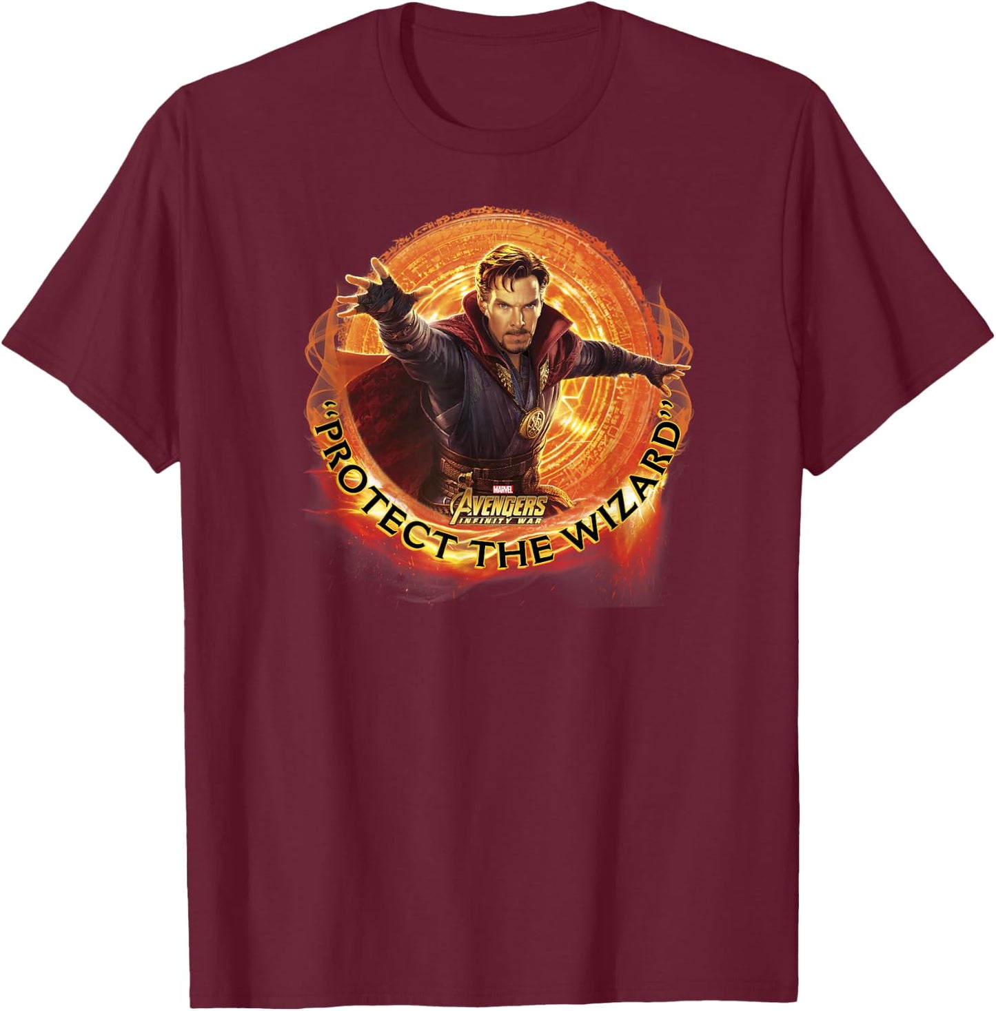 Marvel Infinity War Protect The Wizard Dr. Strange T-Shirt - T-Shirt | Maroon