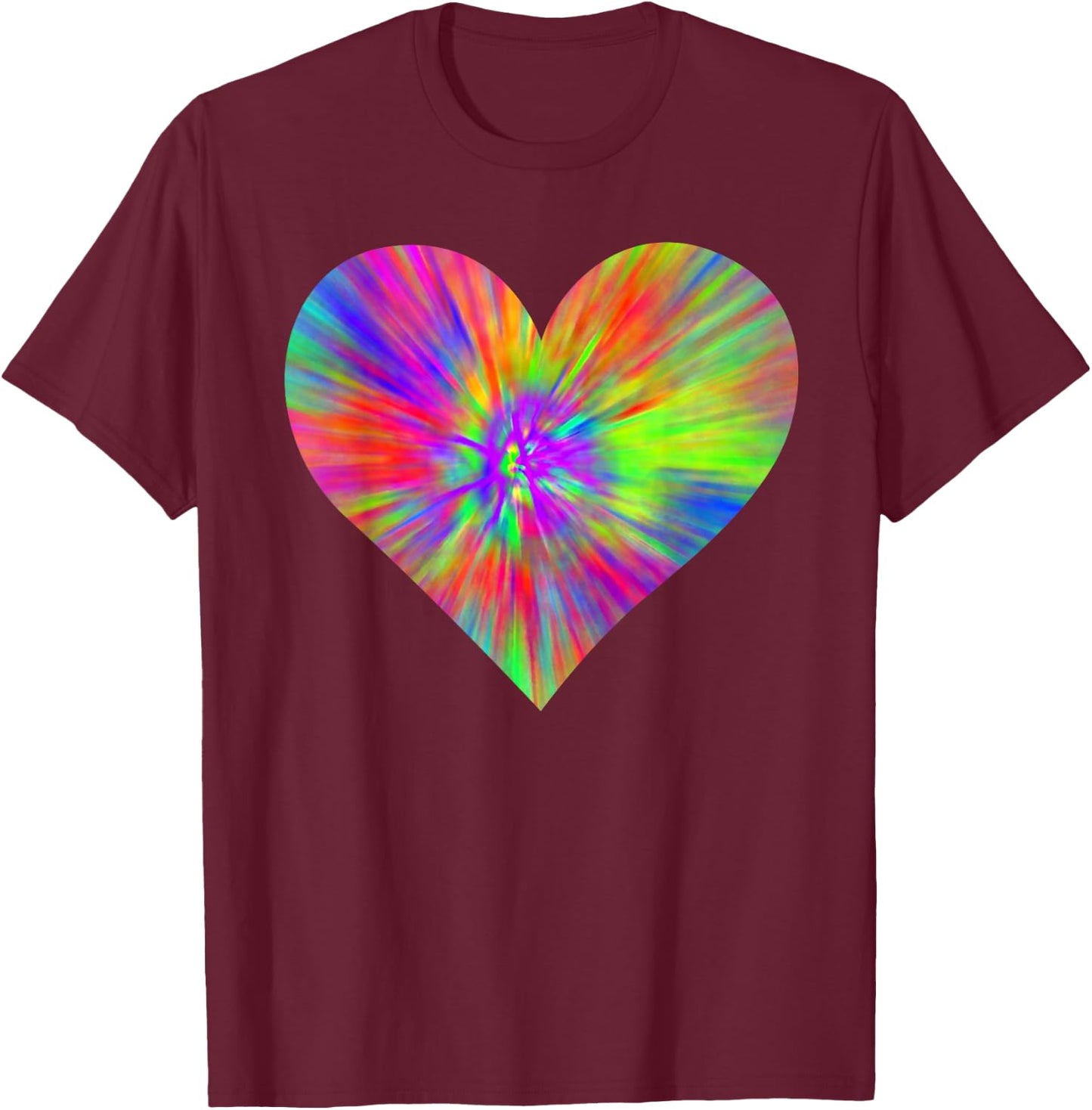 Tie Dye Peace Heart | Cute Colorful Rainbow Sign Gift T-Shirt - T-Shirt | Maroon