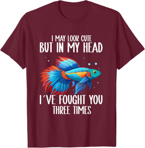 Betta Fish Owner Fishkeeper Aquarium Siamese Fighting Fish T-Shirt - T-Shirt | Maroon