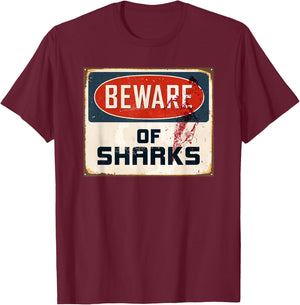 Beware of Sharks Funny Shark Lover Diving Enthusiast T-Shirt - T-Shirt | Maroon