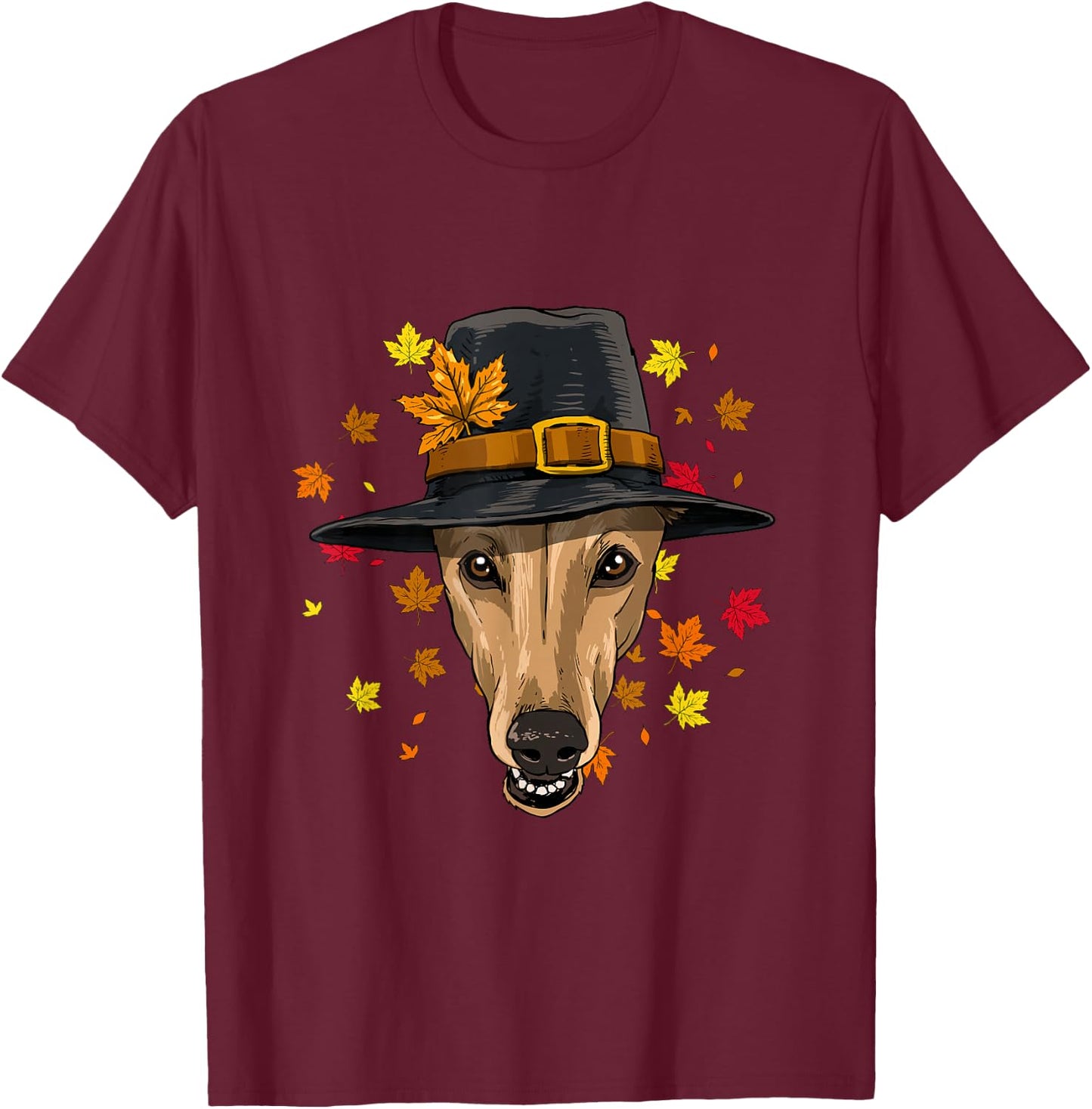 Thanksgiving Greyhound Pilgrim Costume Men Women T-Shirt - T-Shirt | Maroon