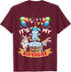 Cute It's My Birthday Bunny Rabbit Party Day Girls and Boys T-Shirt - T-Shirt | Maroon