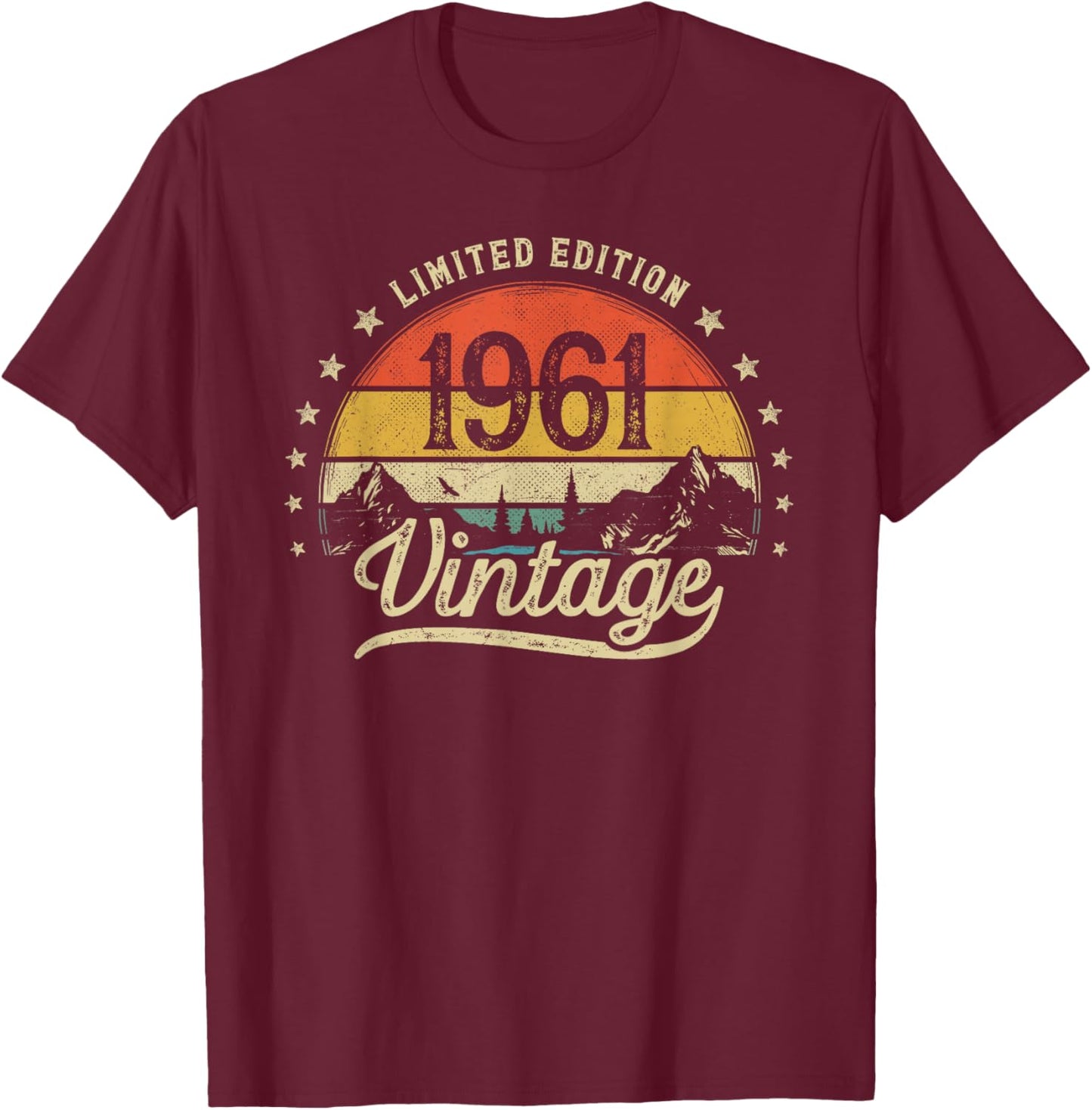 Vintage 1961 Limited Edition 65th Birthday 65 Years Old Men T-Shirt - T-Shirt | Maroon