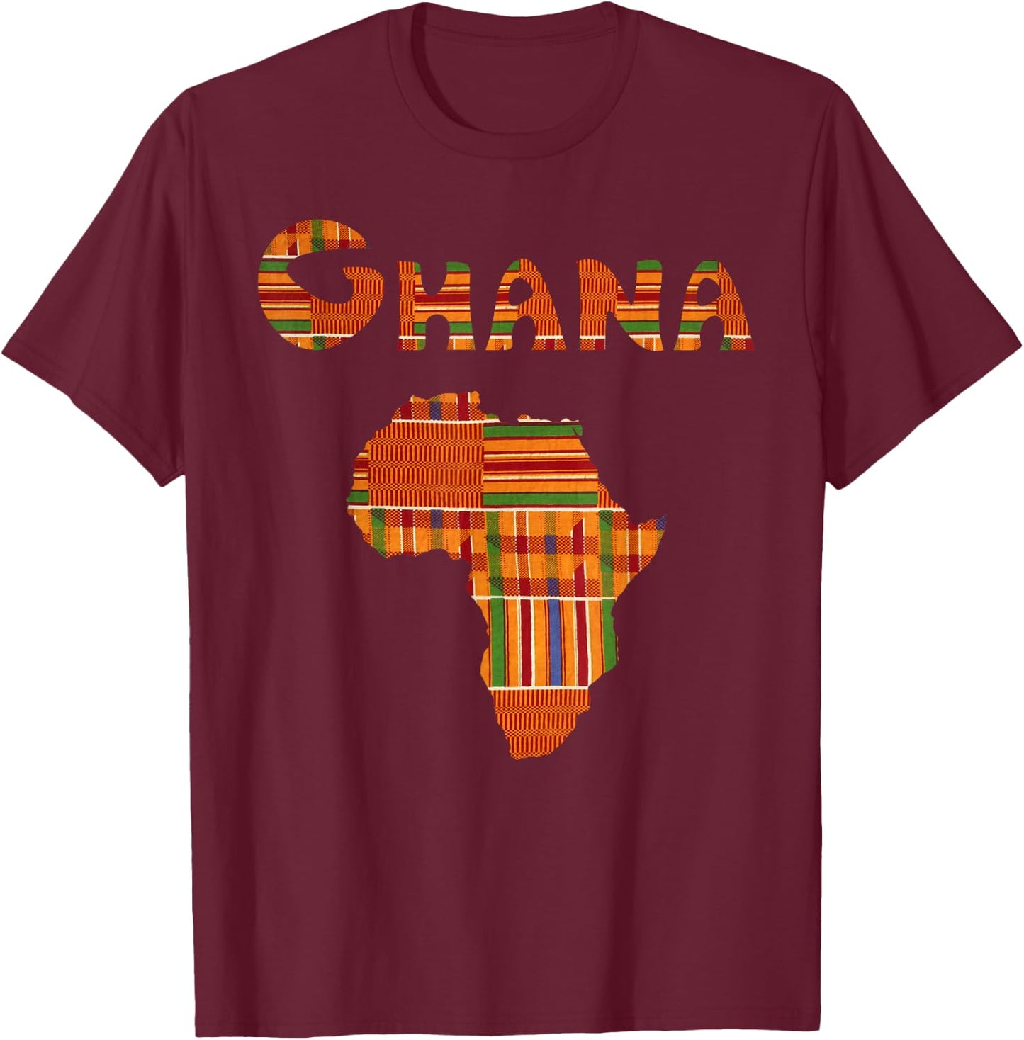 Ghana Shirt, Ghana , Ghana T Shirt, Africa Map, Kente T-Shirt - T-Shirt | Maroon