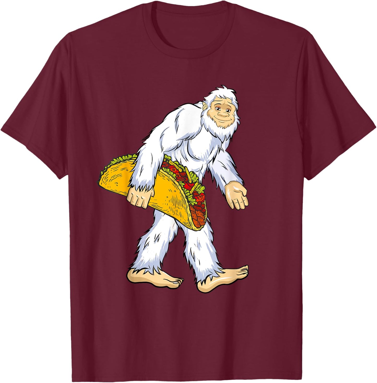 Yeti I Believe Lover Funny Monster Ape Man Tacos Snowman T-Shirt - T-Shirt | Maroon