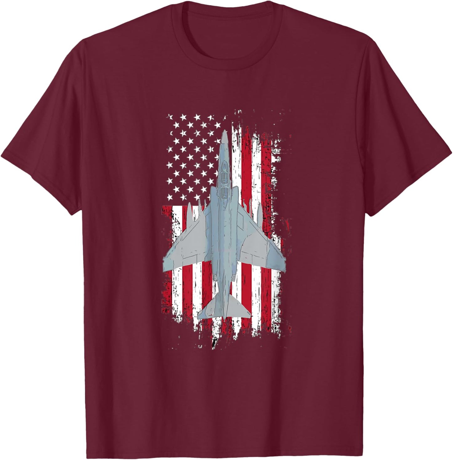 F-4 Phantom American Flag Military Aviation Shirt Women Men T-Shirt - T-Shirt | Maroon