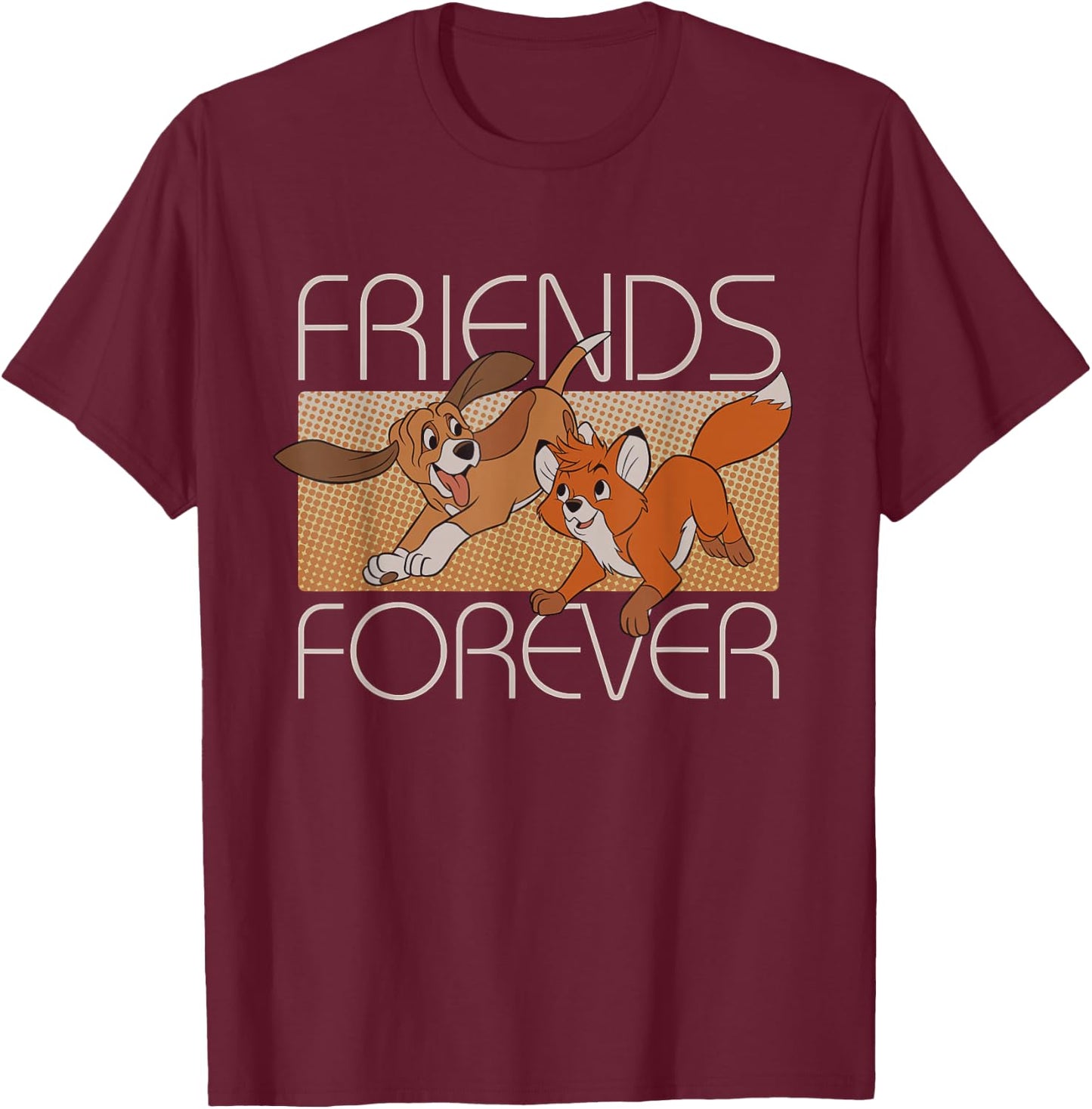 Disney The Fox and The Hound Friends Forever Small T-Shirt - T-Shirt | Maroon
