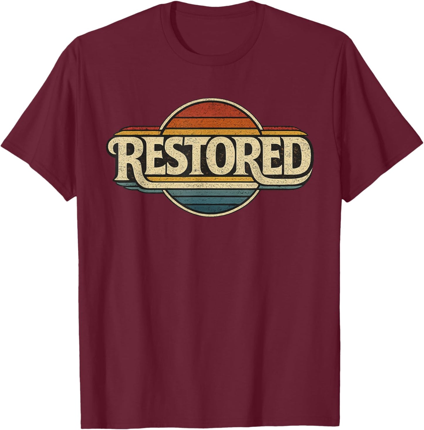 Restored | Joel 2:25 Christian Faith Retro Vintage Scripture T-Shirt - T-Shirt | Maroon