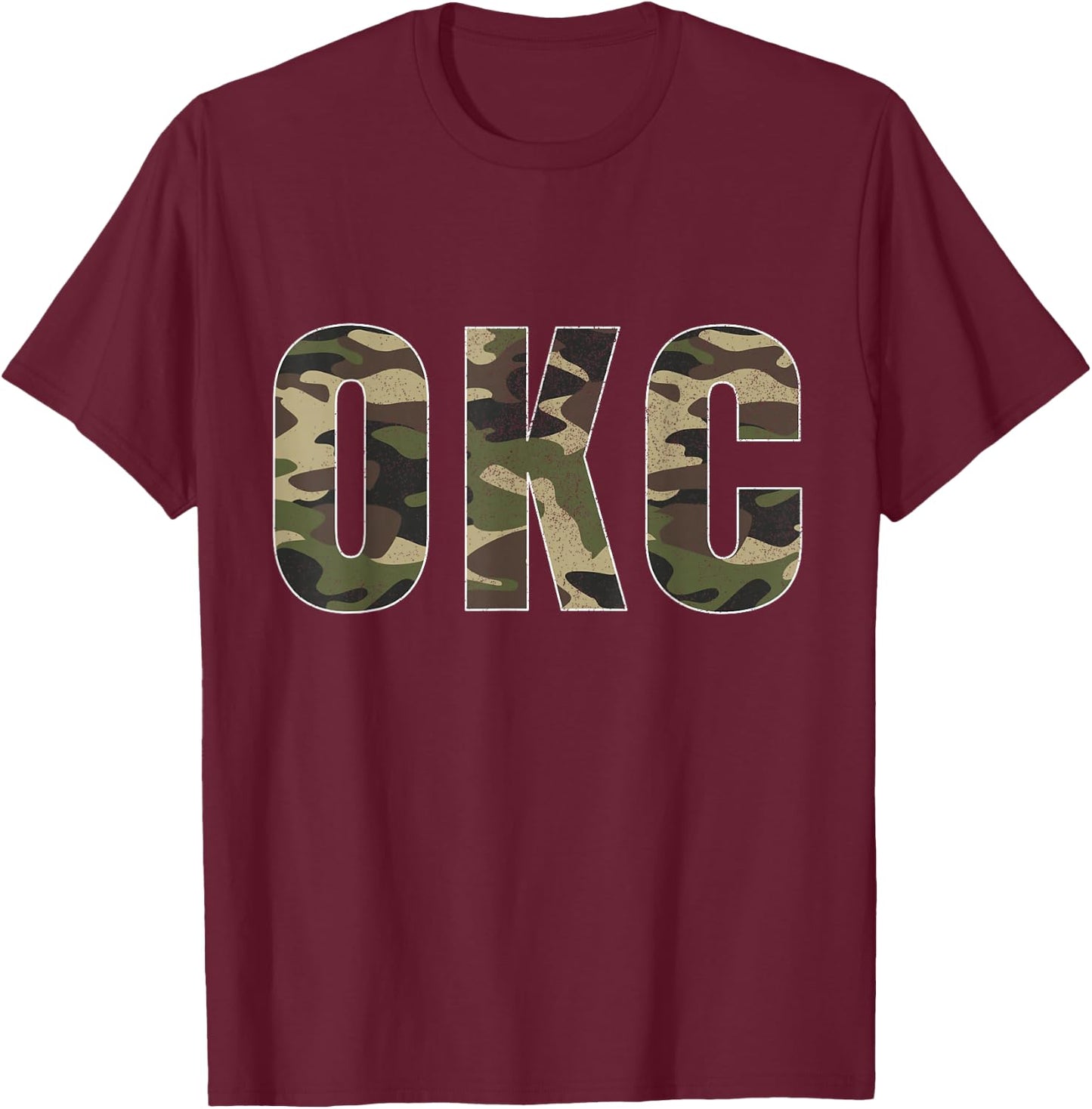 OKC Camo Vintage Print T-Shirt - T-Shirt | Maroon