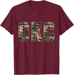 OKC Camo Vintage Print T-Shirt - T-Shirt | Maroon