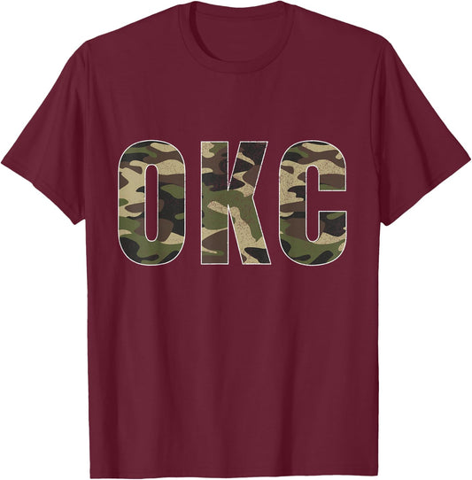 OKC Camo Vintage Print T-Shirt - T-Shirt | Maroon