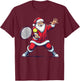 Funny Tennis Player Christmas Pajama Santa Playing Tennis T-Shirt - T-Shirt | Maroon