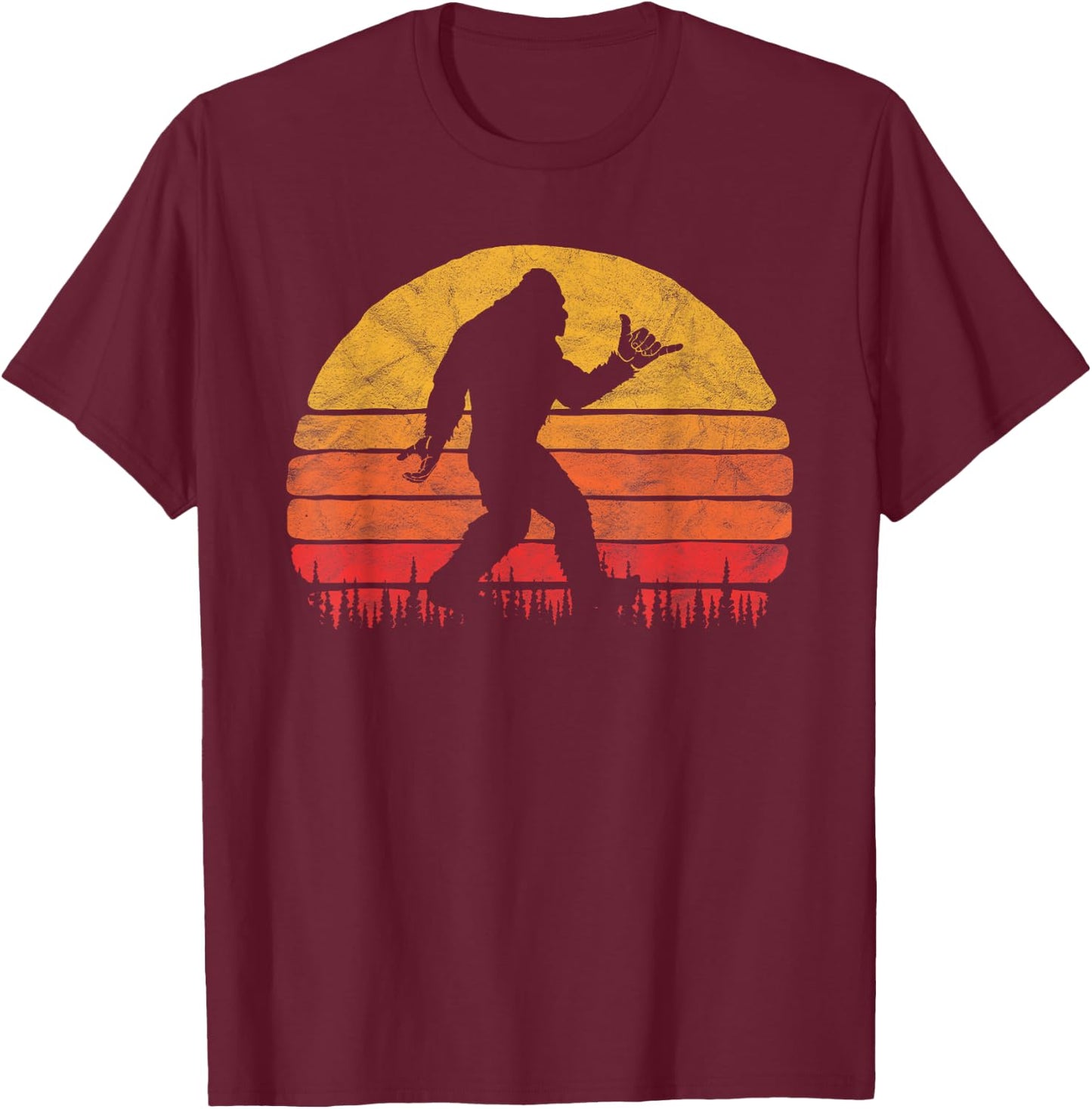 Funny Shaka Aloha Bigfoot Surfer Believe Dude! Graphic T-Shirt - T-Shirt | Maroon