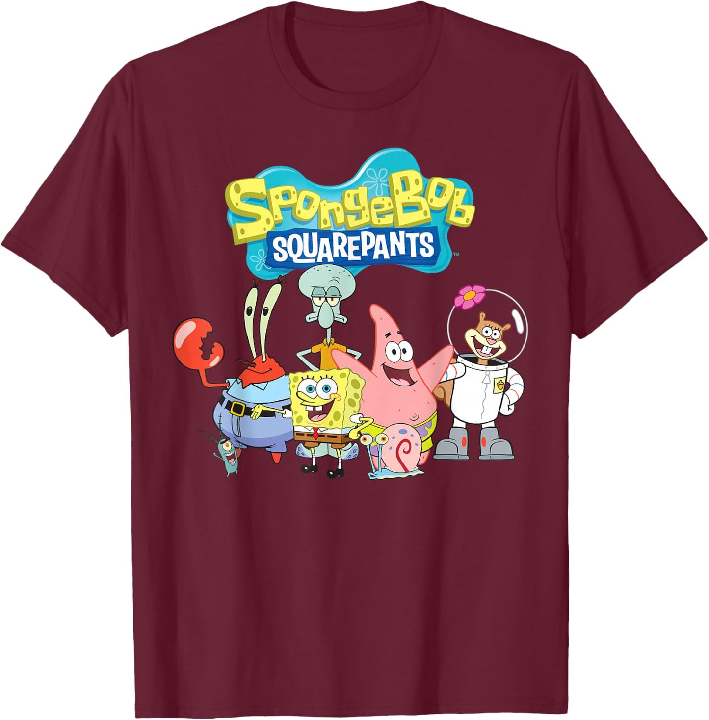 Spongebob Squarepants Friends T-Shirt - T-Shirt | Maroon
